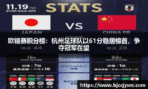 欧锦赛积分榜：杭州足球队以61分稳居榜首，争夺冠军在望